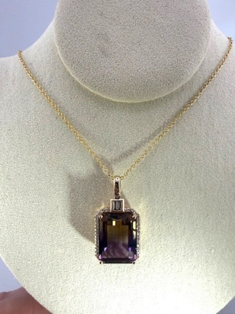 14K Gold Ametrine Pendant from Effy with Diamonds (Chain not included) - Picture 8 of 8